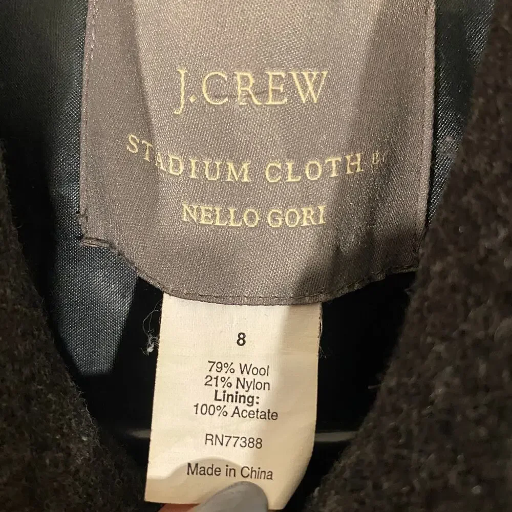 J.Crew Gray Wool Blend Nello Gori Stadium Cloth Coat Women Sz 8